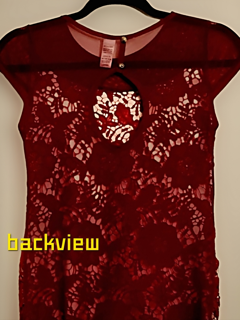 Lace Sheer Red Top. Studded Upper Chest Medium Disenos Miguelito.